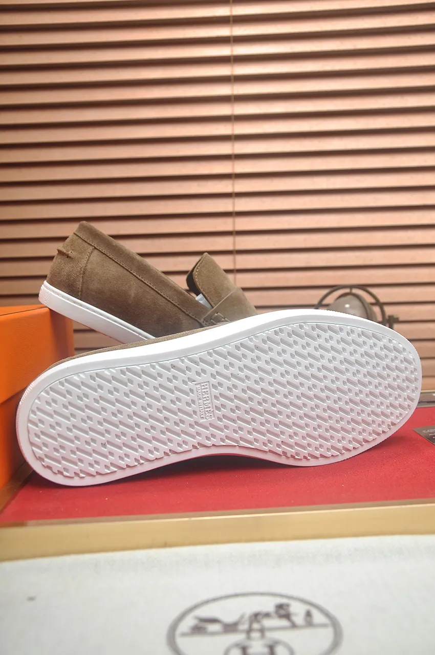 Men's Men's Shoes💰560💶[[HERMES]] (High-end Niuli) New 🍀 HERMES - top version of Hermès classic casual leather shoes! Made of imported original cowhide, the inner top layer is comfortable cowhide lining! Original wear-resistant rubber outsole! High quality products! Code number 39-45 (45 customized)